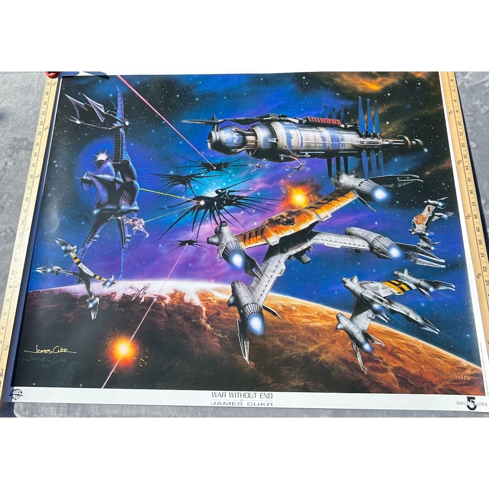 1998 Babylon 5 War Without End OG Lithograph Art Signed by James Cukr #402/1950